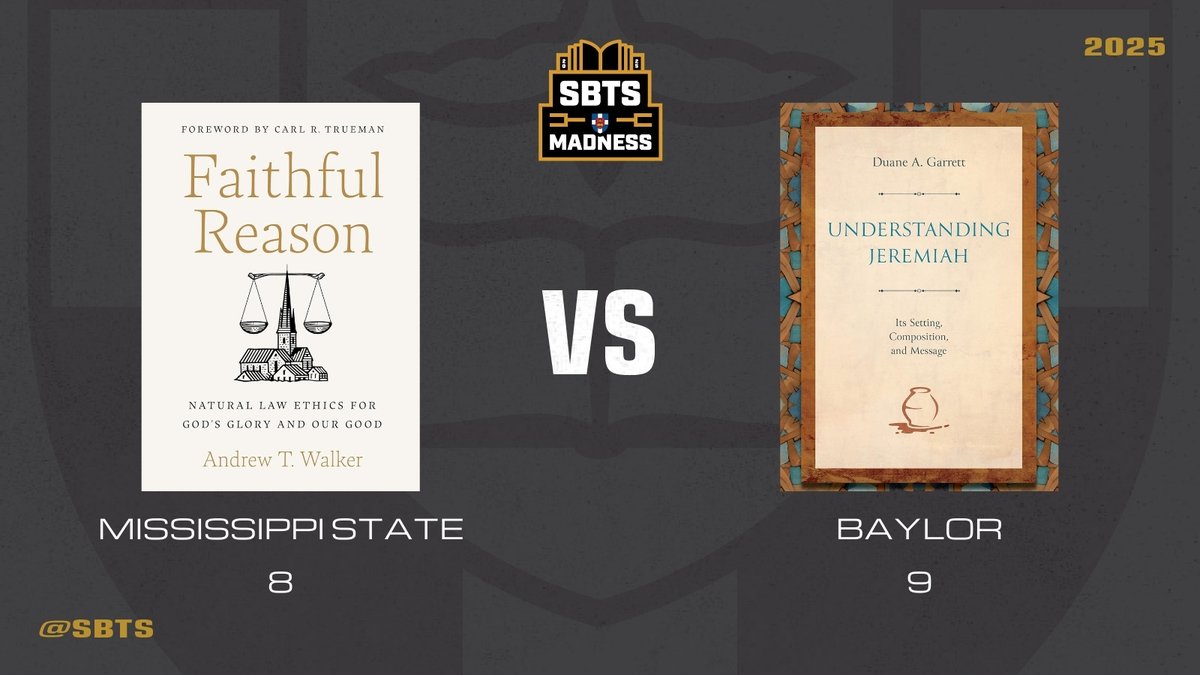 Southern Seminary (@sbts) on Twitter photo Don’t miss this matchup—two faculty books up for grabs.
Another SBTS Madness Giveaway Matchup:
• Faithful Reason: Natural Law Ethics for God's Glory and Our Good by Walker — <a href="/BHpub/">B&H Publishing</a>
• Understanding Jeremiah by Garrett — <a href="/KregelAcademic/">Kregel Academic</a>
Repost to enter this giveaway.
Enter the Don’t miss this matchup—two faculty books up for grabs.
Another SBTS Madness Giveaway Matchup:
• Faithful Reason: Natural Law Ethics for God's Glory and Our Good by Walker — <a href="/BHpub/">B&H Publishing</a>
• Understanding Jeremiah by Garrett — <a href="/KregelAcademic/">Kregel Academic</a>
Repost to enter this giveaway.
Enter the