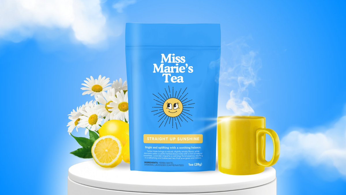 JustGoodStudio's tweet image. Miss Marie's Tea just got a major glow up. 🌞☕️✨

Brighter, bolder, and bursting with personality—this rebrand is bringing out the sunshine. From vibrant packaging to fresh branding, the goal was to make the outside match the bold flavors inside. 
#branding #packaging #ecommerce