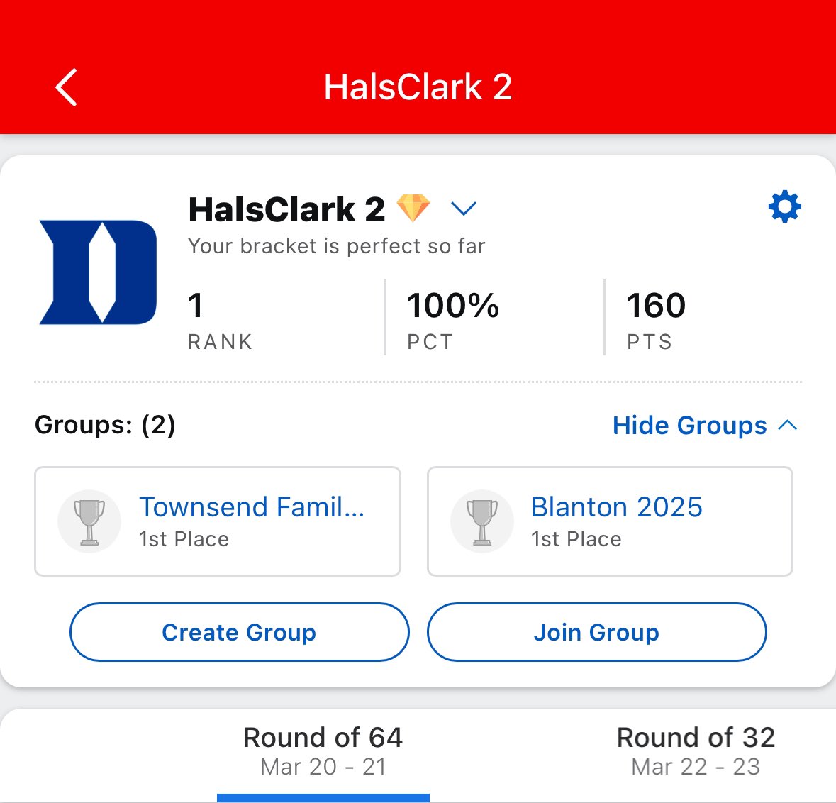 Perfect bracket after Day 1…what will today hold!? I ❤️ #MarchMadness2025!