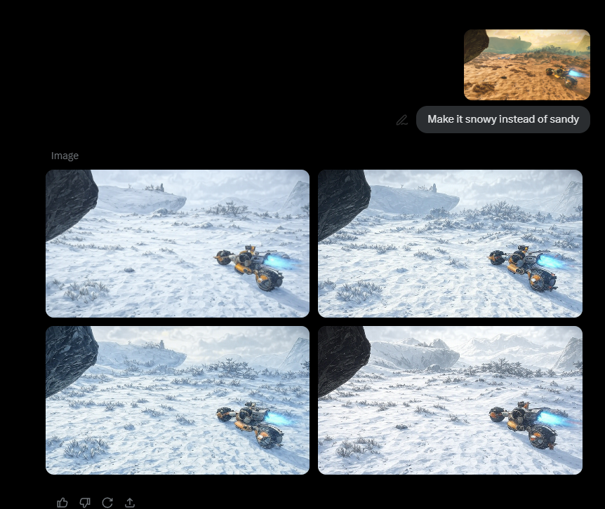 MTB_updates's tweet photo. #Grok3 image editing now available on grok . x . com! It's pretty accurate, too.
#GrokAI #GrokStuff #xAI #AI #ArtificialIntelligence #Grok #Grok3AI https://t.co/A6zLRIeuBj