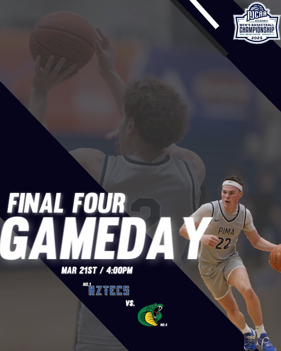 PimaAthletics (@pimaathletics) on Twitter photo GAMEDAY!!! (#1 seed) Aztecs <a href="/PimaMens_bball/">Pima College Men's Basketball</a> (34-0) is back on the court for the NJCAA Div. II National Semifinals vs. (#4 seed) Parkland College (32-2) at 6:00pm (CT); 4:00pm Tucson time.
Watch on the NJCAA Network:
njcaa.org/network/landin…
#AztecTOUGH #NJCAATournament GAMEDAY!!! (#1 seed) Aztecs <a href="/PimaMens_bball/">Pima College Men's Basketball</a> (34-0) is back on the court for the NJCAA Div. II National Semifinals vs. (#4 seed) Parkland College (32-2) at 6:00pm (CT); 4:00pm Tucson time.
Watch on the NJCAA Network:
njcaa.org/network/landin…
#AztecTOUGH #NJCAATournament