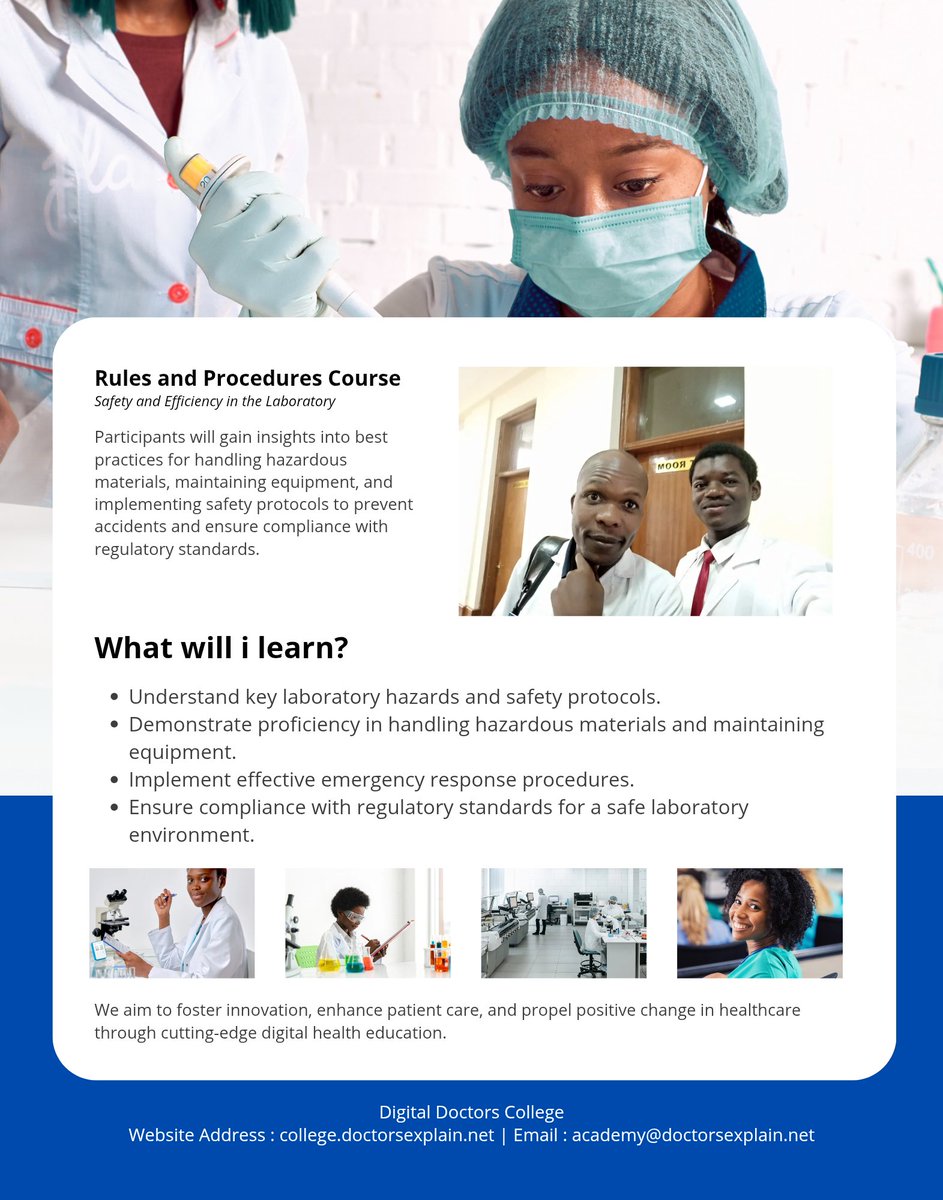 DocsExplainFM's tweet image. ✅ Proper handling of chemicals &amp;amp; equipment 🏥  
✅ Risk management &amp;amp; emergency protocols 🚨  
✅ Boost compliance &amp;amp; operational efficiency 📋  

Enroll at college.doctorsexplain.net/home/course/sa…

#LabSafety #LaboratoryTraining #ScienceEducation #HealthAndSafety #Research