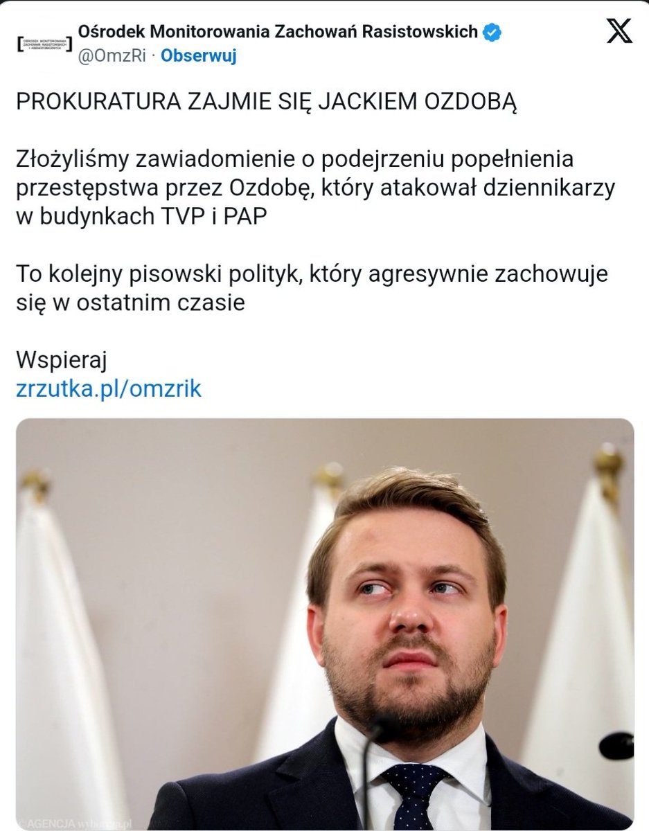 Krzysztof Nowacki ⚰️ (@telesfor57) on Twitter photo Dodam do wpisu koleżanki, Jacek Ozdoba ma odruch popychania czy odpychania ludzi którymi się nie zgadza. Jeśli jego agresywne inklinacje nie zostaną ocenione przez sąd będą następne ofiary.
<a href="/e_wrzosek/">e-wrzosek #FBPE🇪🇺🇵🇱🏳️🌈#FundamentalRights</a> <a href="/JanGrabiec/">Jan Grabiec</a> Dodam do wpisu koleżanki, Jacek Ozdoba ma odruch popychania czy odpychania ludzi którymi się nie zgadza. Jeśli jego agresywne inklinacje nie zostaną ocenione przez sąd będą następne ofiary.
<a href="/e_wrzosek/">e-wrzosek #FBPE🇪🇺🇵🇱🏳️🌈#FundamentalRights</a> <a href="/JanGrabiec/">Jan Grabiec</a>