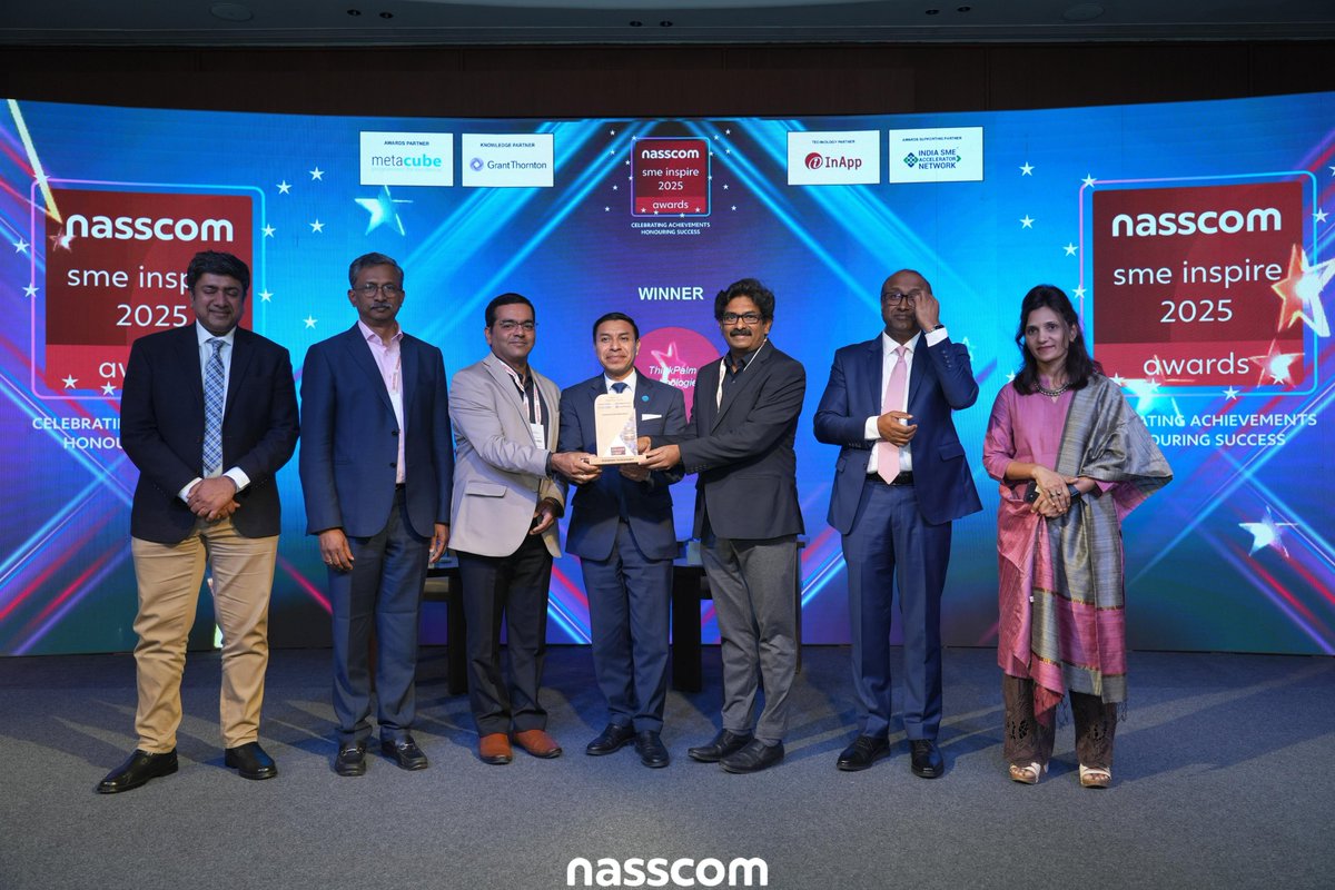 We are thrilled to announce that ThinkPalm has won the prestigious nasscom SME Inspire Award 2025!

This recognition is a testament to the hard work, innovation, and dedication of our incredible team.

As we continue to push boundaries and make a meaningful impact in the tech