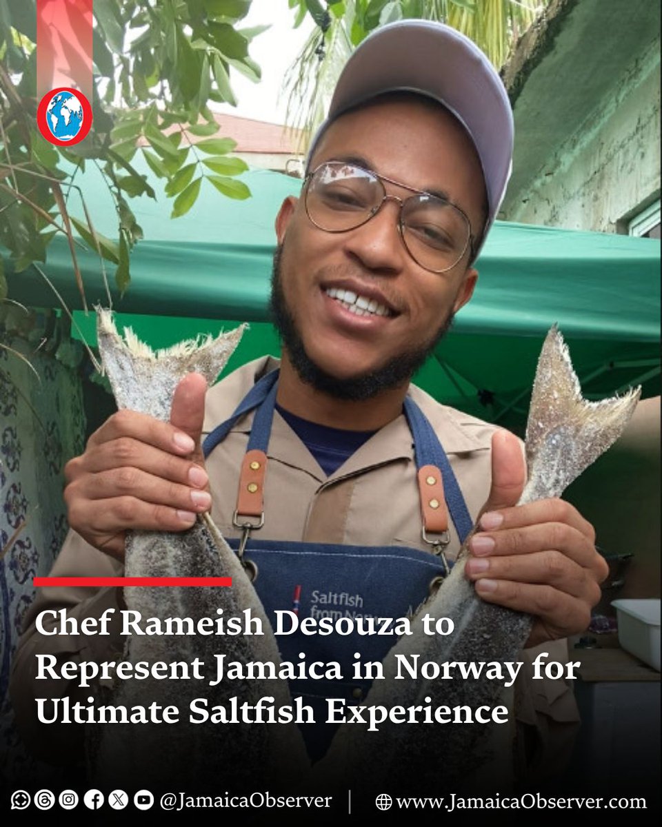 Jamaica Observer (@jamaicaobserver) on Twitter photo At just 23, Jamaican culinary innovator Rameish Desouza is taking his bold flavors to Norway! 🇳🇴🍽️ As part of a global chef exchange with the Norwegian Seafood Council, he’ll dive into the heart of Norway’s seafood industry, showcasing Jamaica’s beloved ackee and saltfish on an At just 23, Jamaican culinary innovator Rameish Desouza is taking his bold flavors to Norway! 🇳🇴🍽️ As part of a global chef exchange with the Norwegian Seafood Council, he’ll dive into the heart of Norway’s seafood industry, showcasing Jamaica’s beloved ackee and saltfish on an