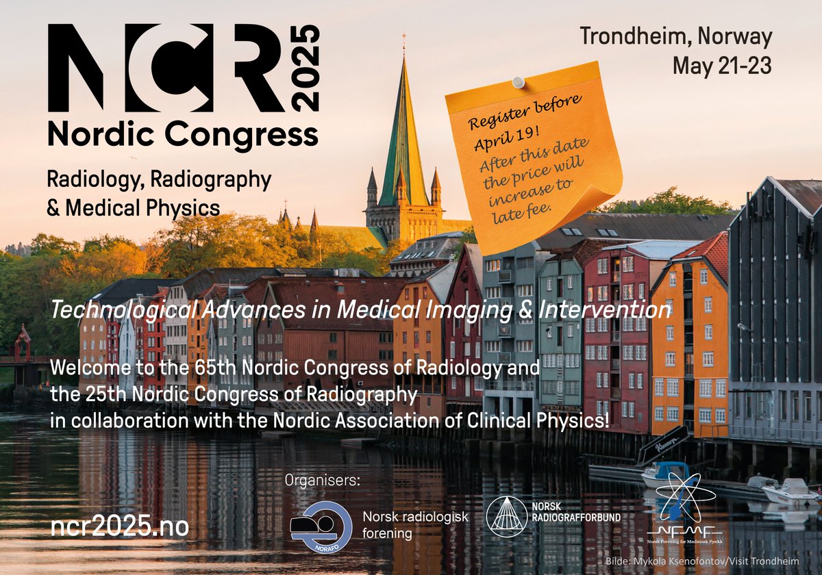 Nordic Congress 2025
The registration is still open for the main Nordic event of 2025 for Medical Imaging &amp; Intervention professionals.
bit.ly/3zmopL3
#ncr25 #ncr2025 #medicalimaging #radiologist #radiology #radiographer #radiography #medicalphysicist #medicalphysics