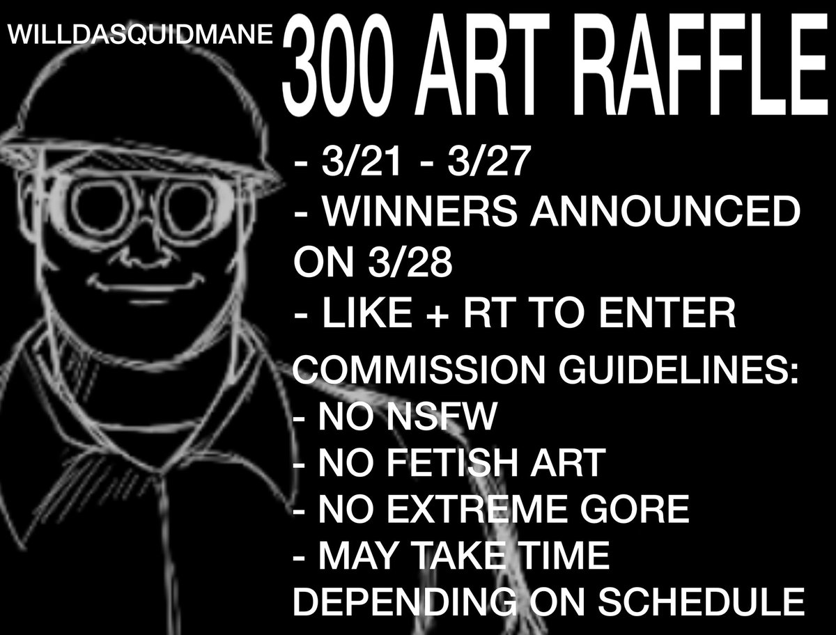 Hi guys to celebrate 300 followers I will be doing a raffle. winner gets free commission.
(This is overdue but yeah)