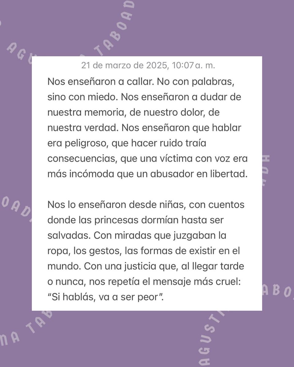 AgustinaTab's tweet photo. “Mirá cómo nos ponemos” no fue solo una consigna: fue la puesta en evidencia de un sistema que no protege y castiga a quien habla. Porque denunciar sigue siendo un acto de valentía en un contexto donde el silencio no es solo consecuencia del miedo, sino una herramienta de control https://t.co/GrEvco2pOG