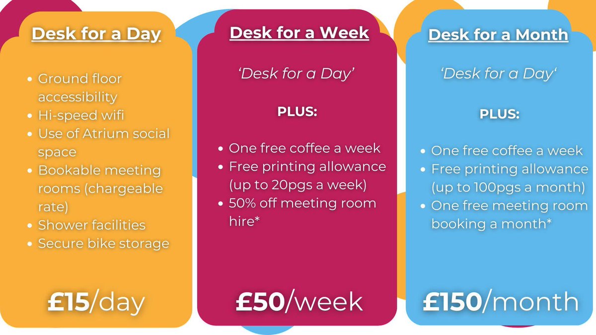 Studio 3 is not just a co-working desk for a day... you can secure your desk for a week or even a month with affordable new memberships, each with unique perks!

Book via the website: investinhartlepool.co.uk/the-bis/studio…