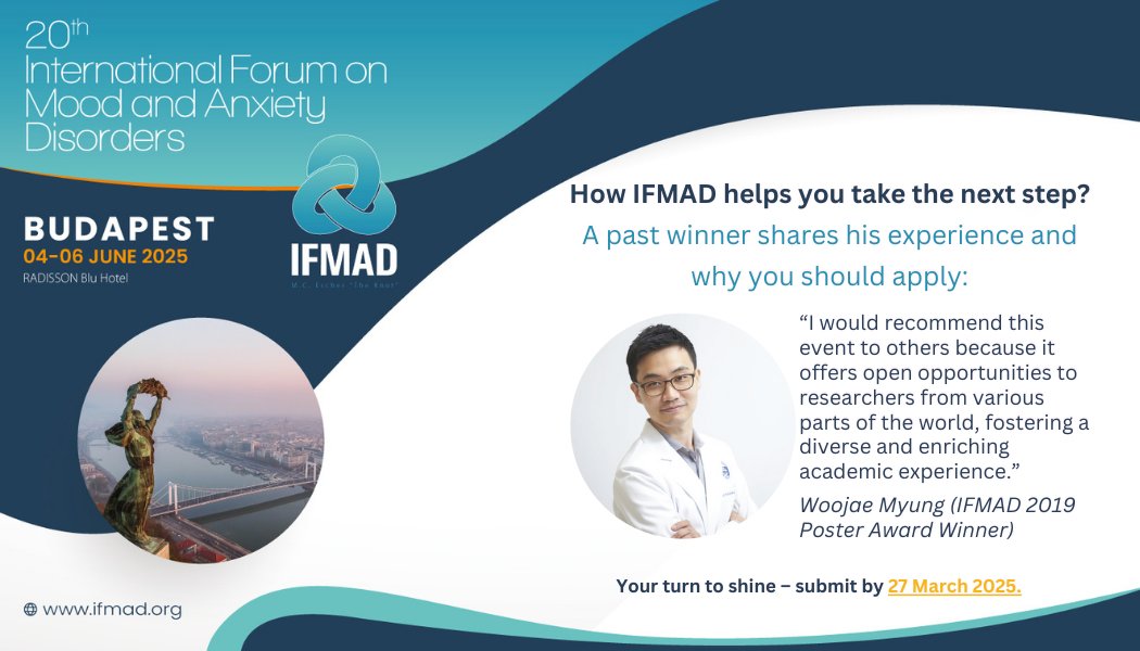 The Lasting Impact of IFMAD🌟
Winning at IFMAD opened doors to international collaborations &amp; enriched <a href="/MyungWoojae/">Woojae Myung</a>'s research journey. 
Now it’s your turn!
🔹Poster Presentation: ifmad.org/2025/?page_id=…
🔹Rising Star: ifmad.org/2025/?page_id=…
📅 Deadline: 27 March 2025

#IFMAD25