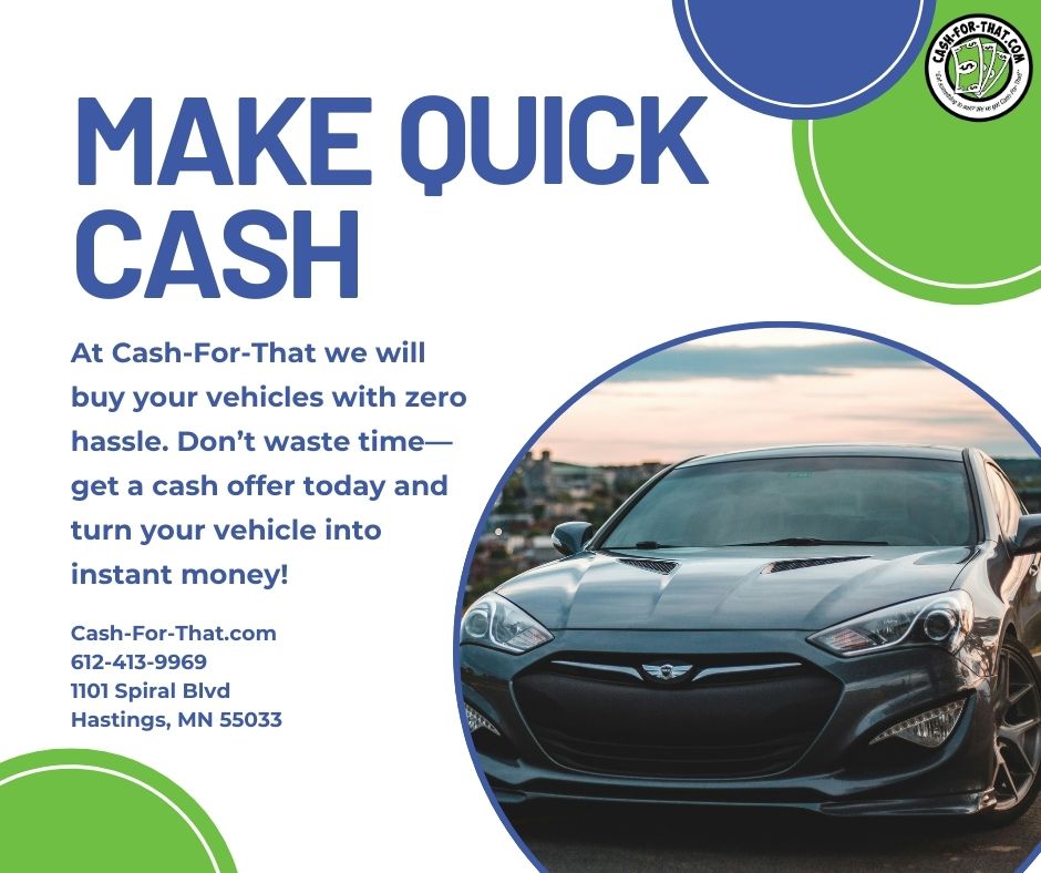 ForCash82402's tweet image. Cash-For-That.com gives you a straightforward way to sell your vehicle. Get an honest offer, fast payment, and professional service from start to finish. 🚤🚗
#EasyCash #VehicleSelling #VehicleBuyer #QuickMoney