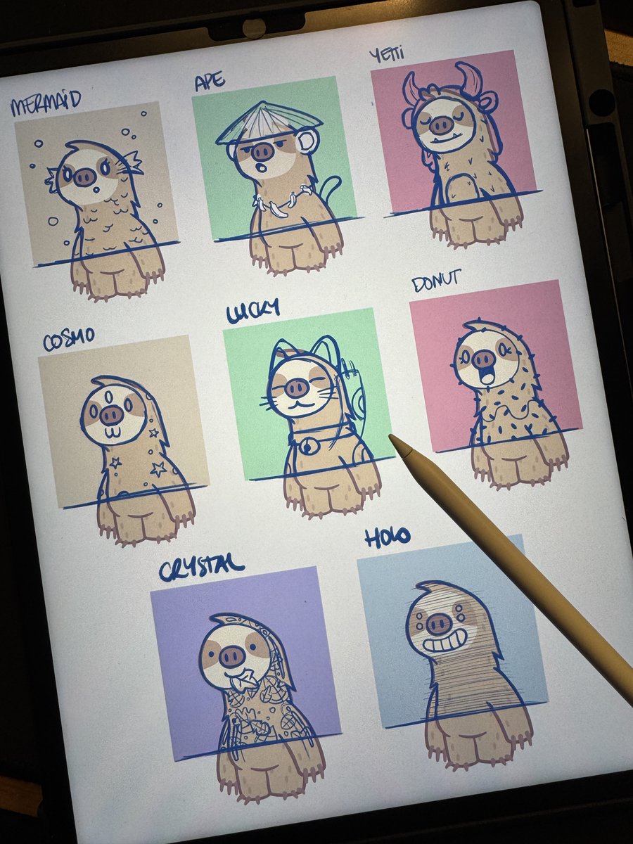 Pequelord's tweet photo. Legendary Sloooths Sketches! 🦥✨
Bringing some of the rarest &amp; most unique Sloooths to life, straight from my sketches! 🎨 From Mermaid to Holo, each one has its own personality &amp; special touch. Which one’s your favourite? 👀💛 https://t.co/QmmH5d93em