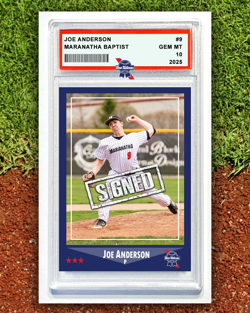 Welcome aboard to left handed pitcher and infielder Joe Anderson, who will be joining the Blue Ribbons for the 2025 season. A junior at Maranatha Baptist University, where he holds the program's career strikeout record and has earned North Central All-Region First Team honors.