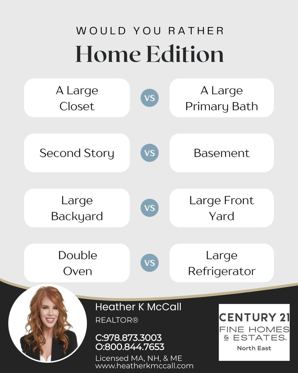 HeatherKMcCall1's tweet photo. Time for a quick round of 'Would You Rather' – home style edition! Which one would you pick for your place?

Tough choices, right? Drop your picks below!

#thisorthat #wouldyourather #homedesign #realestate #questionoftheday https://t.co/jA0rJhESpD