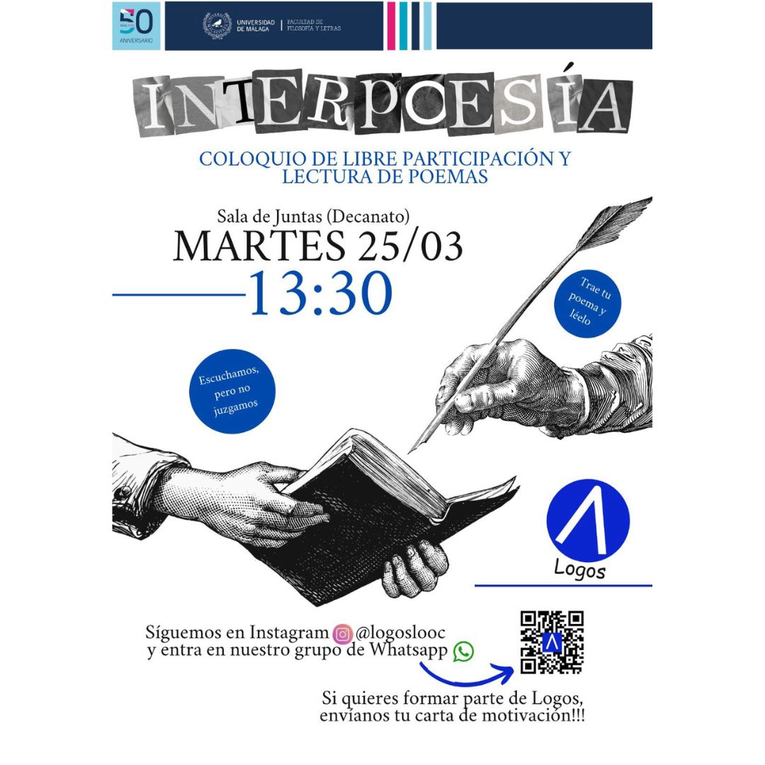 Os esperamos mañana en "Interpoesía" a las 13:30h en la Sala de Juntas.