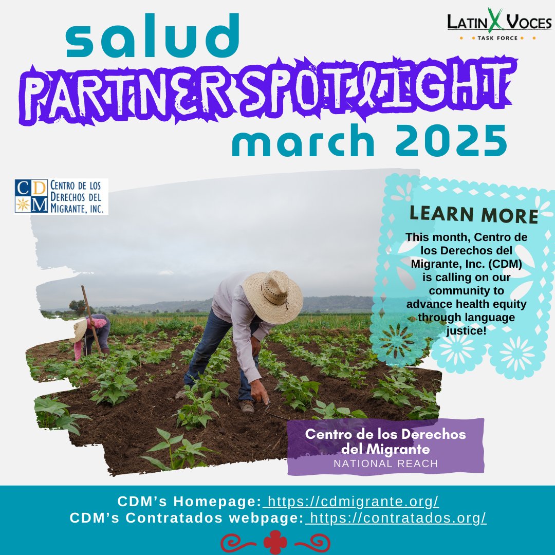 Latinx Voces (@ltxvoces) on Twitter photo 🌟 Partner Spotlight: CDM 🌟
At our Latinx Task Force Partner Meeting on Mar 5, <a href="/cdmigrante/">Centro de los Derechos del Migrante</a> led mini-workshop on language justice & health equity- sharing updates on their Language Access project + new video training series to improve health outcomes in communities. #LatinxVoces 🌟 Partner Spotlight: CDM 🌟
At our Latinx Task Force Partner Meeting on Mar 5, <a href="/cdmigrante/">Centro de los Derechos del Migrante</a> led mini-workshop on language justice & health equity- sharing updates on their Language Access project + new video training series to improve health outcomes in communities. #LatinxVoces