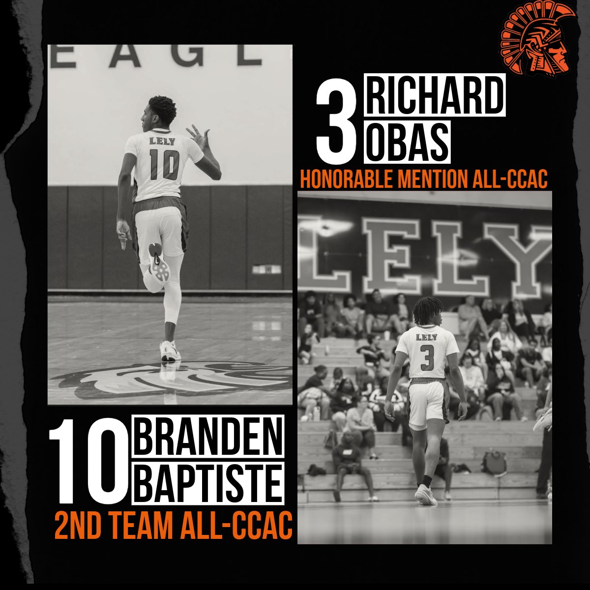 Huge congratulations to Branden Baptiste and Richard Obas for their amazing accomplishment of making the All-CCAC Team! What a fantastic achievement! #WeAreLely