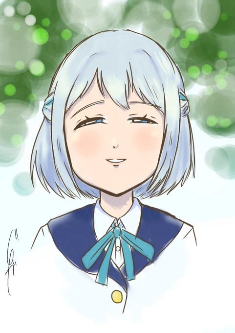 色んな本を見ながらいつもと違う描き方をしてみた葛城さんです。背景は本に描いてあった方法を丸々真似しました。^^; 