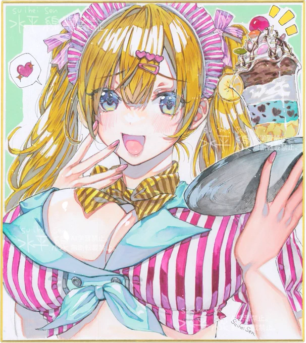 【お知らせ】先日描いた色紙が秋葉原にて展示&amp;先着販売されます!また複製イラストも販売されますので是非見にきて下さい。また複製イラストも販売されますので是非見にきて下さいね#TAG秋葉原 