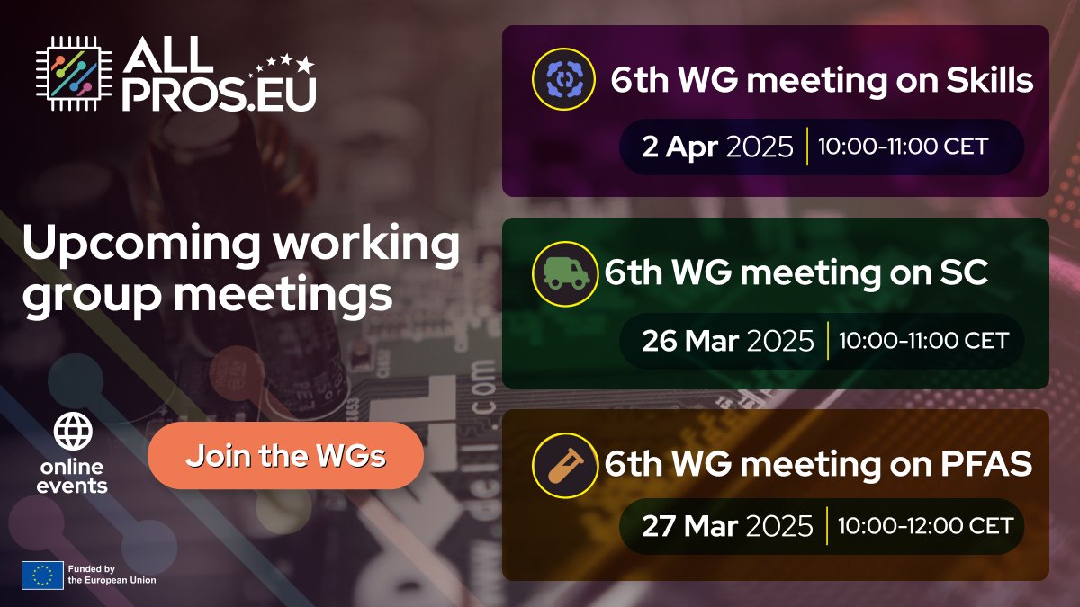 📣 WG co-chairs on Skills, Supply Chain &amp; PFAS @ the ESB meeting, March 18th to present key insights and priorities for Europe’s chips ecosystem.
💡 Focus areas: the tech talent gap, supply chain resilience &amp; sustainable manufacturing.

🔗 Get involved: tinyurl.com/4f6snkwp