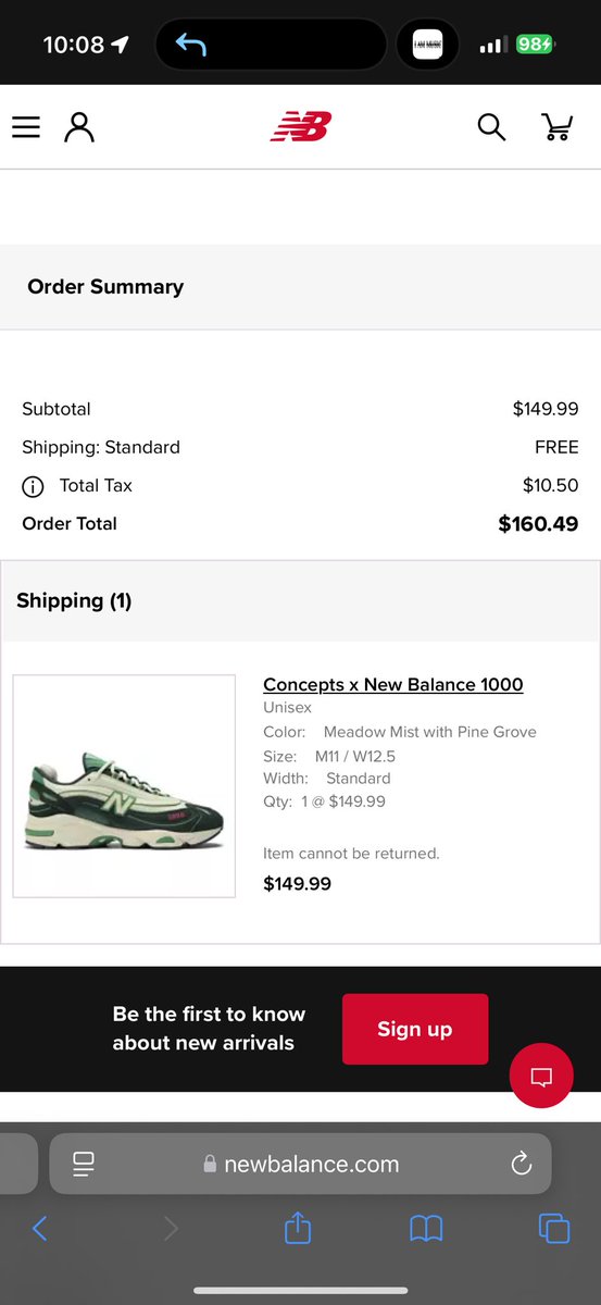 Shortkb_'s tweet photo. @snkr_twitr Got through with every size available at 10:08 est https://t.co/D14NzUiTTj