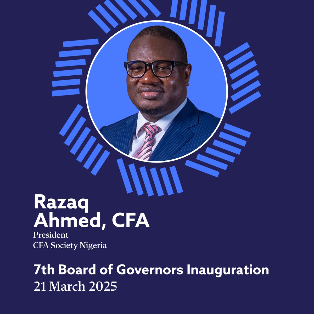 CFA Society Nigeria (@cfasocietyng) on Twitter photo 🎉Congratulations to Razaq Ahmed, CFA, on his election and inauguration as President of CFA Society Nigeria! We look forward to his leadership in advancing the investment profession in Nigeria! <a href="/razaqahmed1/">Razaq Ahmed</a>
#CFANaija #Leadership #Finance #Investment 🎉Congratulations to Razaq Ahmed, CFA, on his election and inauguration as President of CFA Society Nigeria! We look forward to his leadership in advancing the investment profession in Nigeria! <a href="/razaqahmed1/">Razaq Ahmed</a>
#CFANaija #Leadership #Finance #Investment