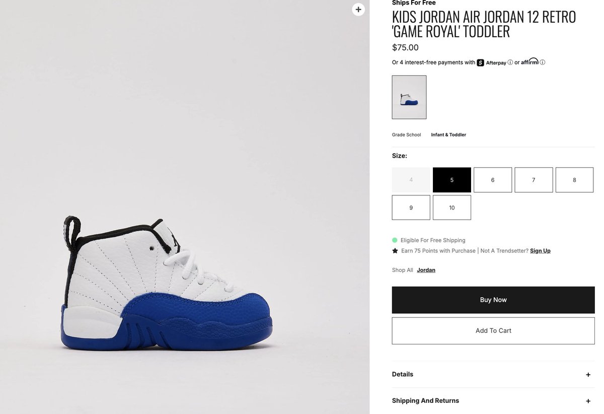 snkr_twitr's tweet photo. AD: RESTOCK: TD Jordan Retro 12 'white/Game Royal'

Shop -> https://t.co/vcisnYzCK5 https://t.co/XYwa29RwmO
