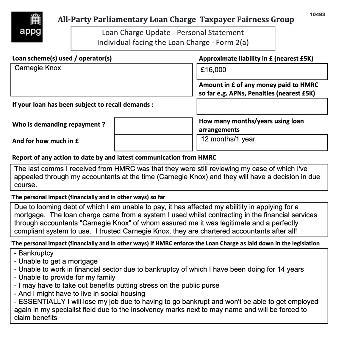 The loan charge came from a system I used whilst contracting in the financial services through accountants "Carnegie Knox" who assured me it was legitimate and a perfectly compliant system to use

<a href="/LCAG_2019/">Loan Charge Action Group [LCAG]</a> 
<a href="/loanchargeAPPG/">Loan Charge & Taxpayer Fairness APPG</a> 
#LoanChargeScandal