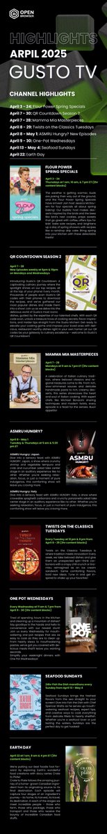 open_browser's tweet image. Check out Gusto TV&apos;s April preview.
lt&apos;s all about to be revealed!🔥🔥🔥
How to watch: Open the Open Browser, then go to live, find &quot;GustoTV&quot; to watch!🔥🔥🔥
Stay tuned to our X page and don&apos;t miss a moment!🔥🔥🔥
#OpenBrowser #GustoTV 
@gustotv