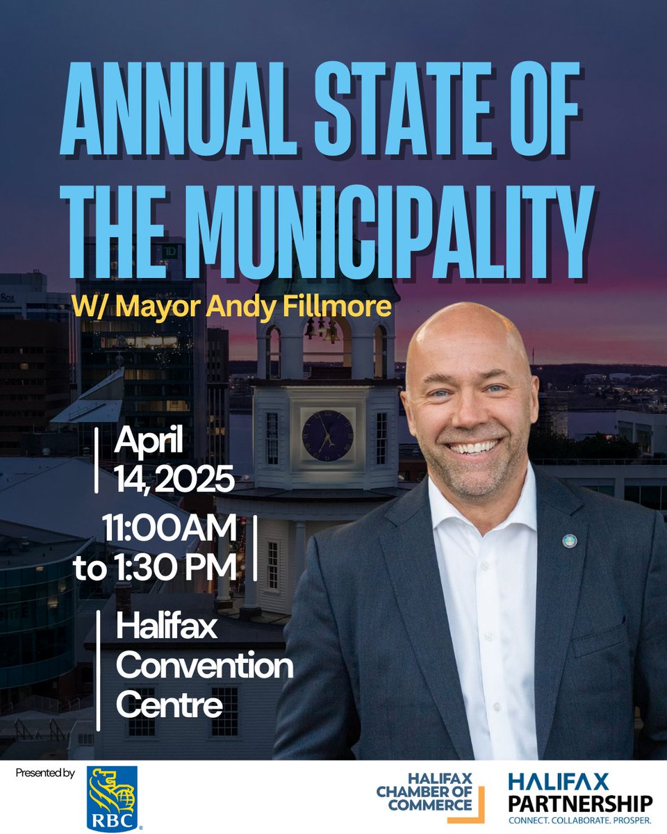 Don't miss Mayor Andy Fillmore's inaugural Annual State of the Municipality. 

Join us and the <a href="/halifaxchamber/">Halifax Chamber</a> as we once again co-host this signature event!

business.halifaxchamber.com/events/details…