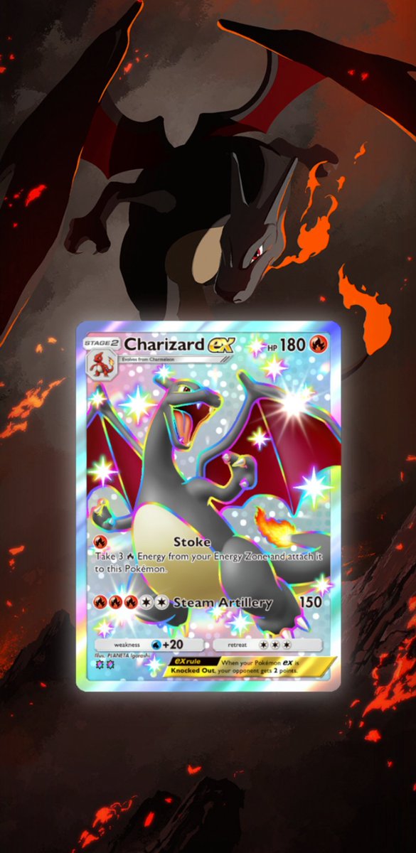 PokemonTCGPinfo's tweet image. Esta carta y fondo de CHARIZARD EX SHINY ES UNA LOCURA 🤯🔥