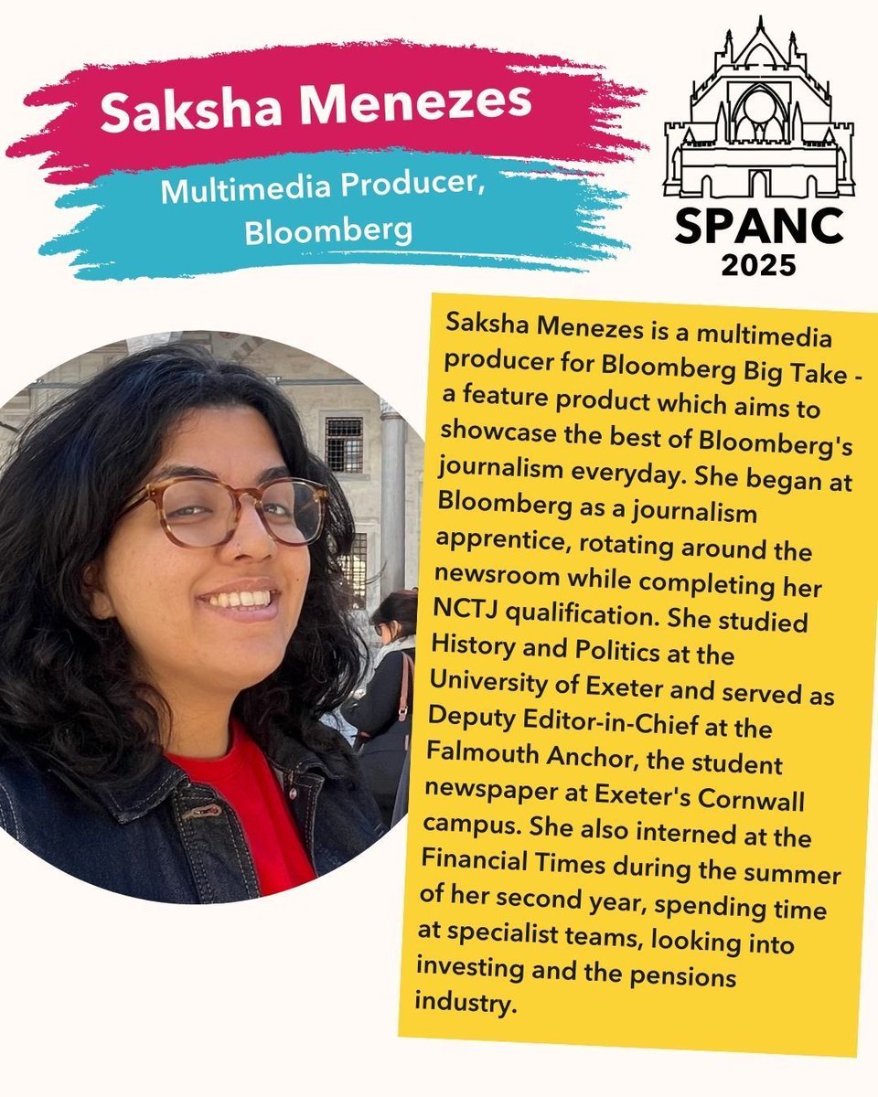 Student Publication Association (@spajournalism) on Twitter photo The #SPANC25 lineup keeps getting better!
We're excited to be welcoming Kevin Craig (PLMR), <a href="/salpatz/">Sally Patterson</a> (Feature News Story) and <a href="/sakshamenezes/">Saksha Menezes</a> (Bloomberg) to Exeter in April. The #SPANC25 lineup keeps getting better!
We're excited to be welcoming Kevin Craig (PLMR), <a href="/salpatz/">Sally Patterson</a> (Feature News Story) and <a href="/sakshamenezes/">Saksha Menezes</a> (Bloomberg) to Exeter in April.