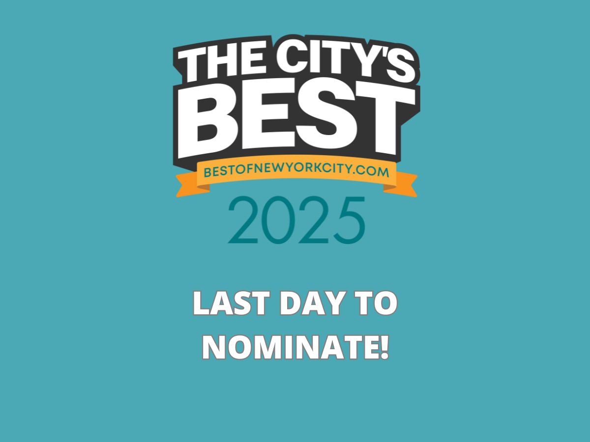 bestofthenyc's tweet photo. This is it! Make sure to nominate your favorite New York City businesses for The City's Best 2025 contest before midnight! 🗳🕛

https://t.co/jJBZOX4vxw https://t.co/9PQVPR0sQJ