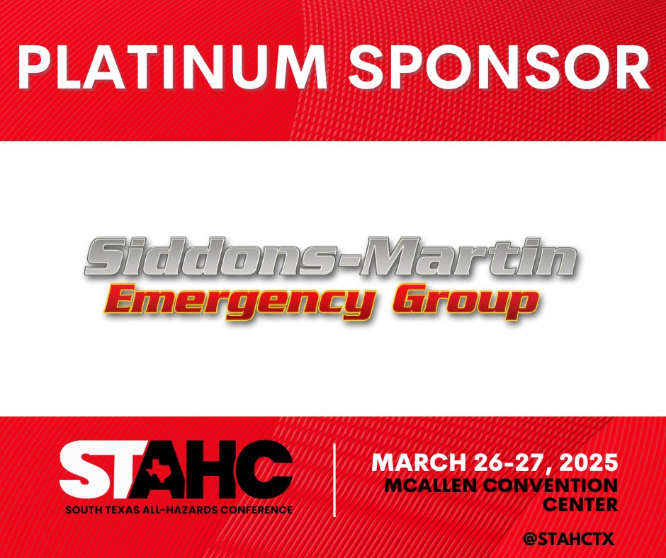 stahctx's tweet photo. Thank you, Siddons-Martin Emergency Group, for your generous support as a Platinum Sponsor at the South Texas All Hazards Conference! Your commitment to emergency response and public safety makes a difference in our communities. 🔥🚒 https://t.co/BbGn0o9ljo