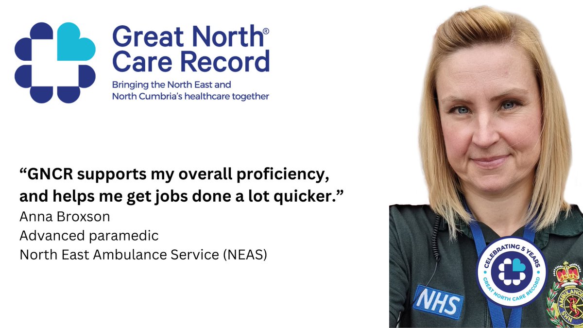 Hear from one of our GNCR ambassadors:

Anna is an advanced paramedic in Emergency Care for the North East Ambulance Service, with a wealth of experience in the ambulance service, primary care, and acute care settings. 

Read the full interview - greatnorthcarerecord.org.uk/2025/03/21/ann…

#GNCR5