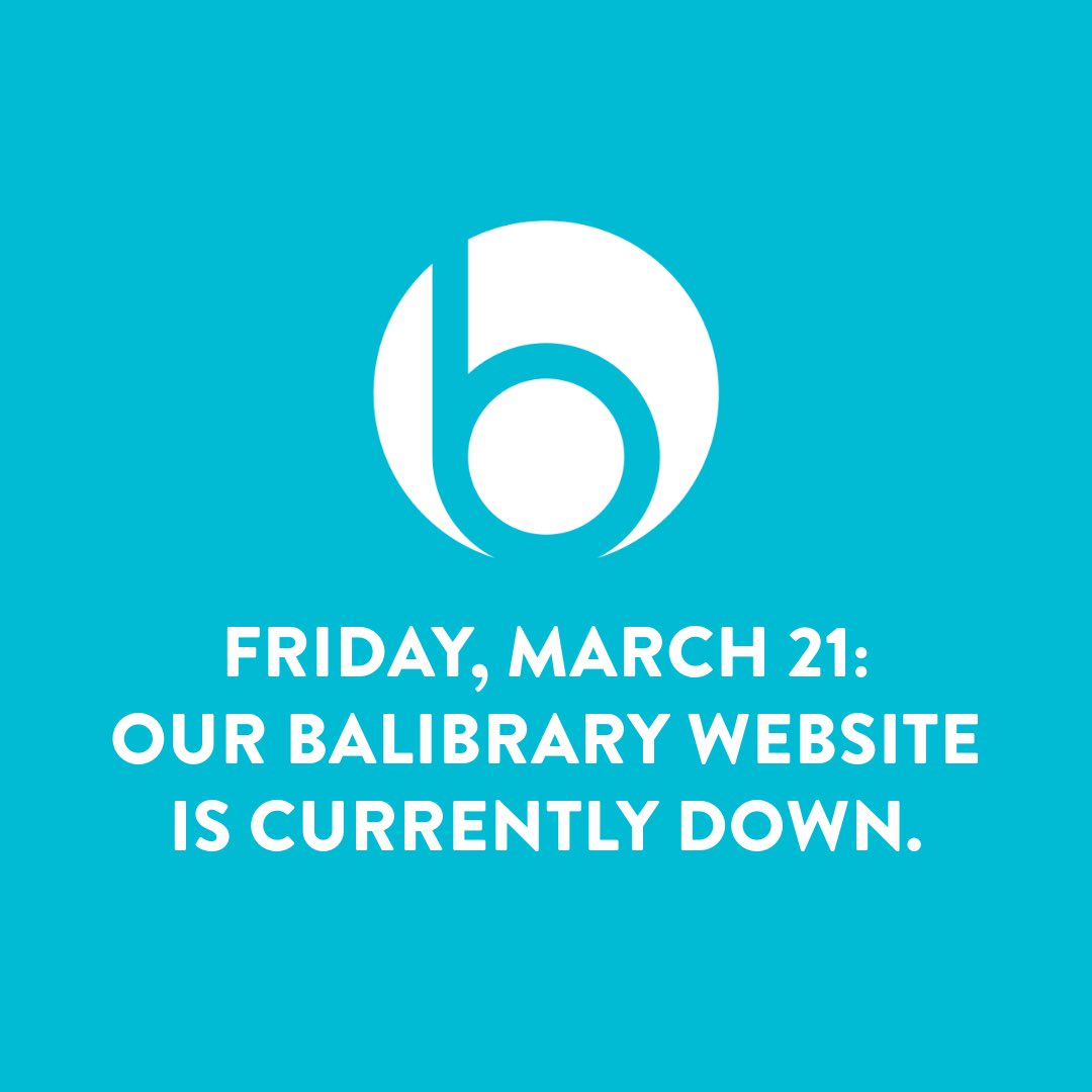 Friday, March 21: our main website (BALibrary.org) is down, we are working on a solution. If you need to search our catalog, go to webpac.balibrary.org. Need info or assistance? Call 847-382-1300.
