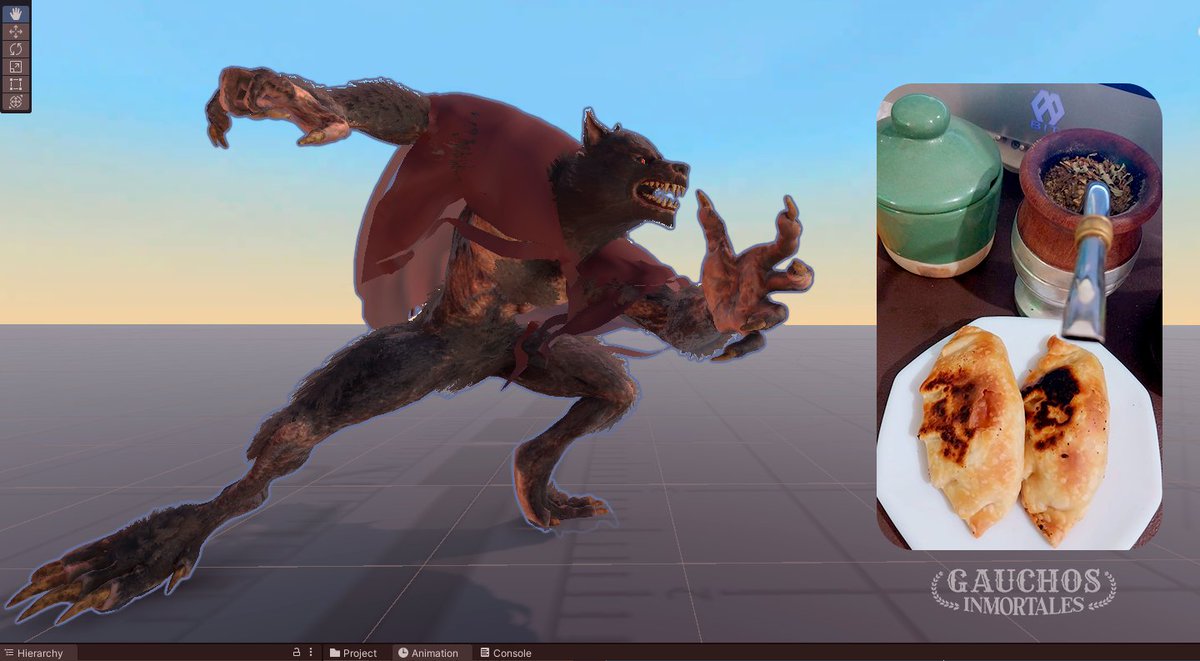 Mate y empanadas: la mejor combinación para el desarrollo de videojuegos ☕🔥. 
¿Ustedes también pican algo mientras trabajan? 👀