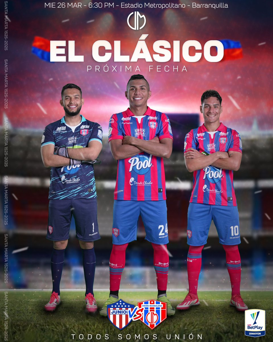 ¡Próxima fecha! 🔵🔴🔥

La próxima fecha será un vibrante partido del otro lado del río. 💪🏻

#UnionMagdalena #TodosSomosUnión