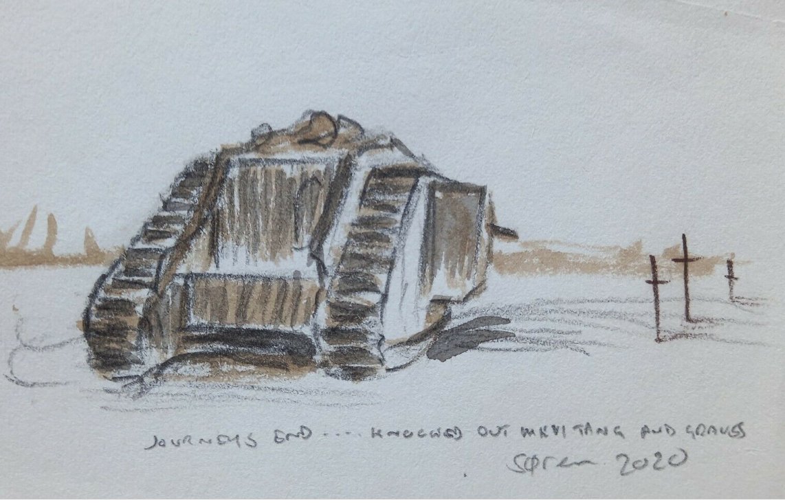 NJanagill's tweet photo. #mkivtank #tankcorps #graves
>signed ORIGINAL direct from the Artist, when it's gone it's gone!
>From a British artist who has exhibited at the Royal Academy in London!
#ww1 #Somme #ypres #illustration #poppies #illustrationart https://t.co/8LybYkPBI2 https://t.co/Ke2CpW9P2p