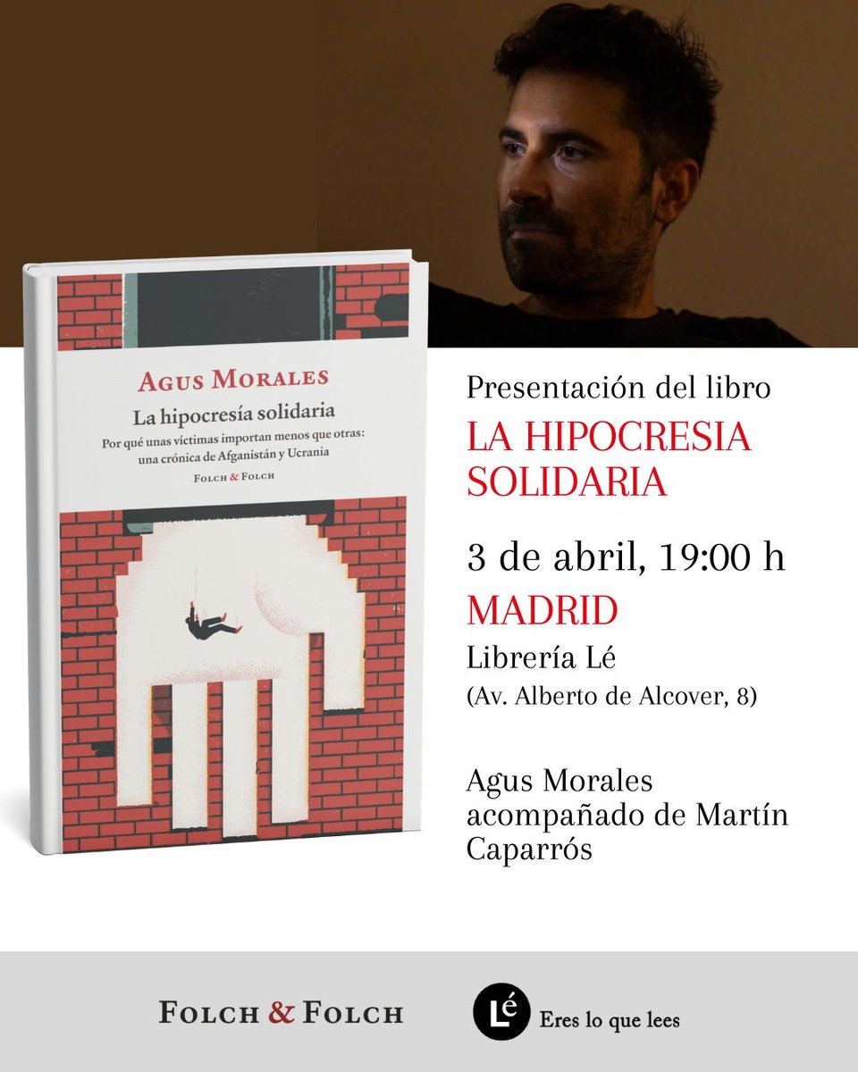 <a href="/revista5W/">Revista 5W</a> <a href="/martin_caparros/">Martín Caparrós</a> ‘La hipocresía solidaria’ es un libro que analiza cómo la respuesta a crisis humanitarias varía en función de factores políticos, geopolíticos y culturales. 🌍🔍

Te invitamos a asistir a la presentación del libro de <a href="/agusmoralespuga/">Agus Morales</a>, quien estará acompañado por <a href="/martin_caparros/">Martín Caparrós</a>.
