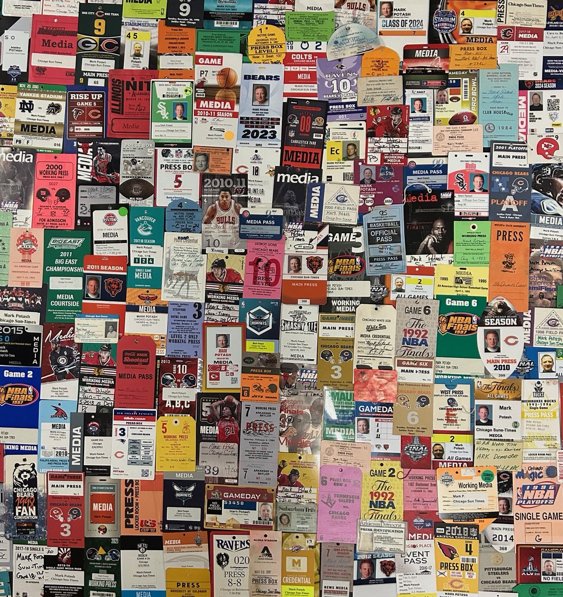 MarkPotash's tweet image. A 45-year career in sportswriting in two pictures — from the Chiefs-Colts on Sept. 2, 1979 at Arrowhead Stadium to the Bears-Packers on Jan. 5, 2025 at Lambeau Field. I don&apos;t know whether to laugh or cry!