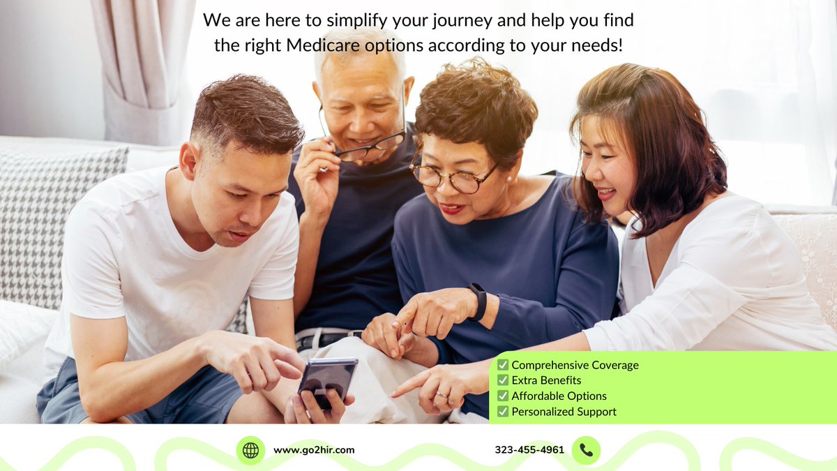 HIRInsurance's tweet image. Navigating the world of Medicare doesn’t have to be overwhelming.  We're dedicated to simplifying your journey and helping you find the perfect coverage for your needs.

📞323.455.4961 📱 GO2HIR.COM