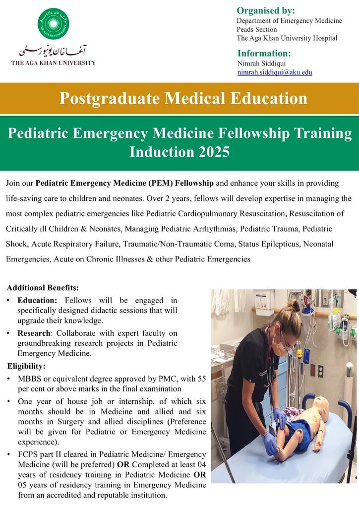 jamaliabid1's tweet photo. Structured Pediatric Emergency Medicine fellowship.
Golden opportunity for PEM lovers. Do apply and share with your contacts and please share in groups. https://t.co/RoOKx9Zwqr