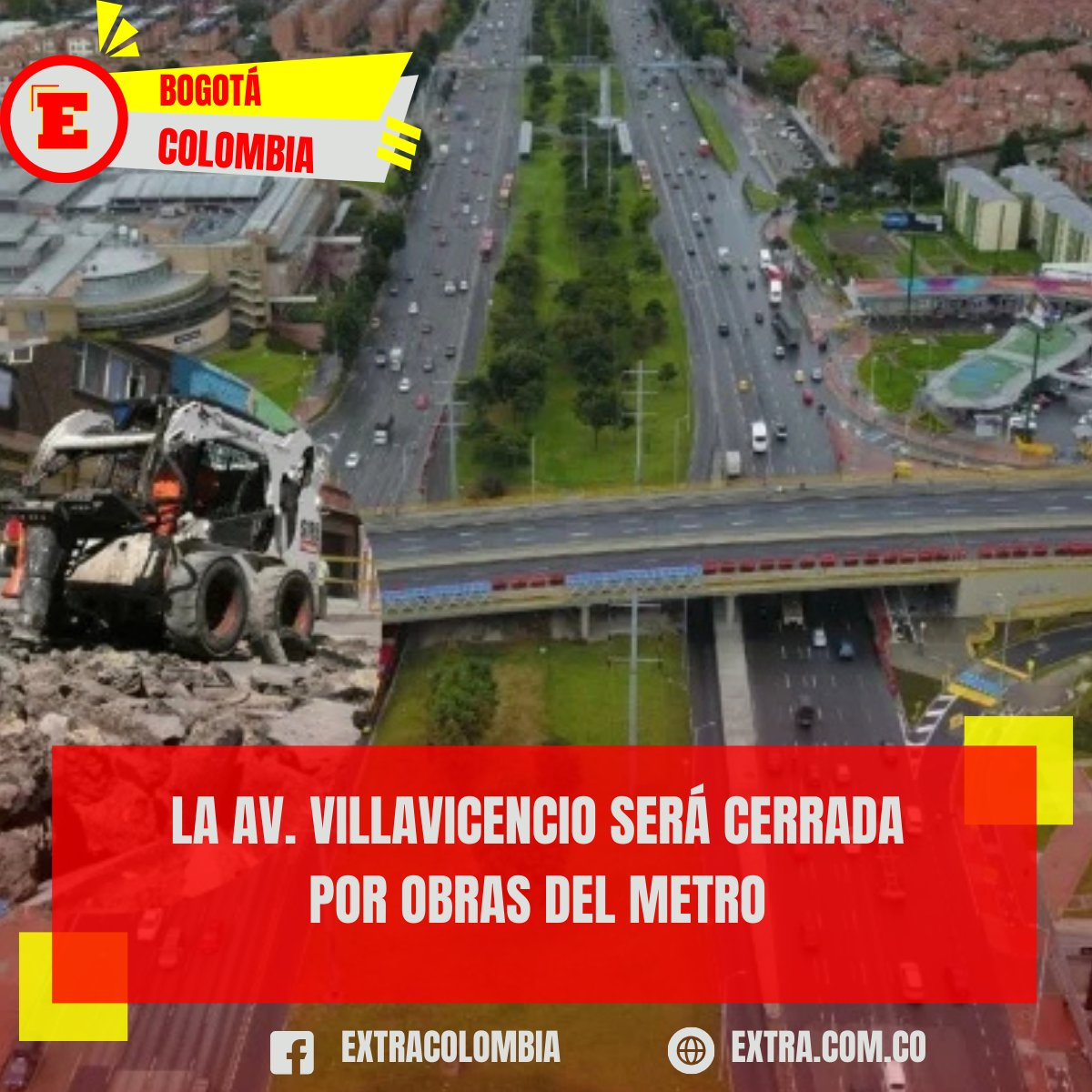 #AtenciónBogotá📢 Cierres en la #AvVillavicencio por el Metro 🏗️La calzada norte y el separador central estarán cerrados. Se habilitará un contraflujo en la calzada sur ¡Evita contratiempos! 🚦#Movilidad #Linea1 #Metro
Info👉extra.com.co/la-av-villavic…