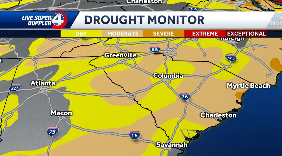 ParellaLewis's tweet image. Much of our area remains "abnormally" dry right now while other parts of the Carolinas are in a moderate drought.