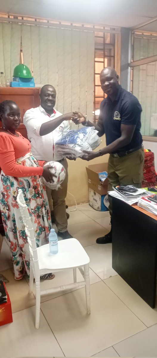 PRO and CLO received a set of jerseys and a ball on behalf of RPC, the jerseys were procured by mgt of Mt Meru Millers Ltd for NKR Police football team for the next round of the IGP's cup which starts on 29th March 2025. Thank you to the management for giving back to Police.