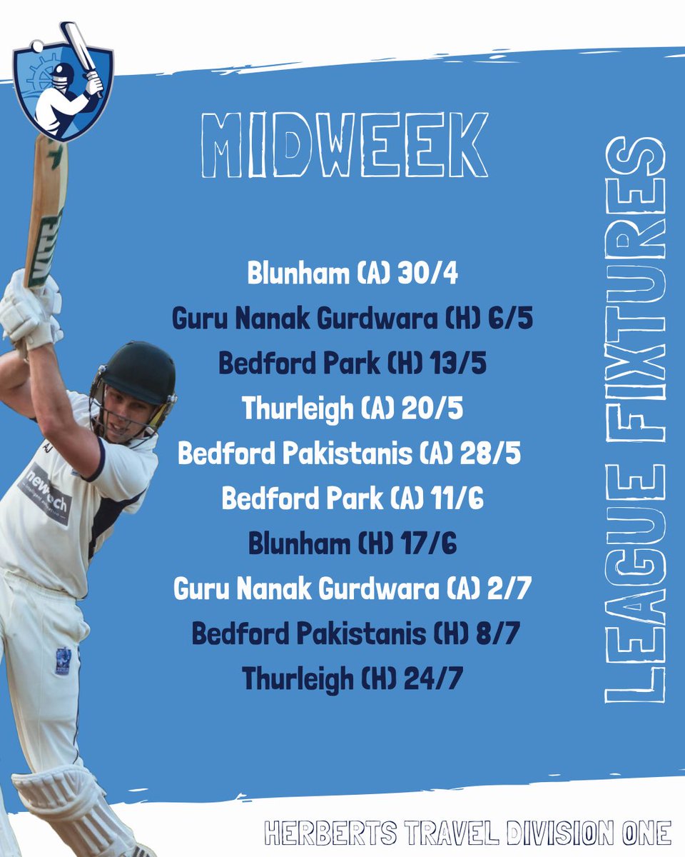 🏏 #FixturesFriday 🔥

Counting down the days to the Summer season… 🙏

Here’s how our various teams will spend the next few months, with additional cup fixtures to follow in the coming weeks 🏆

Home games at Sharnbrook Playing Fields - pop down and cheer on the side #COYSB