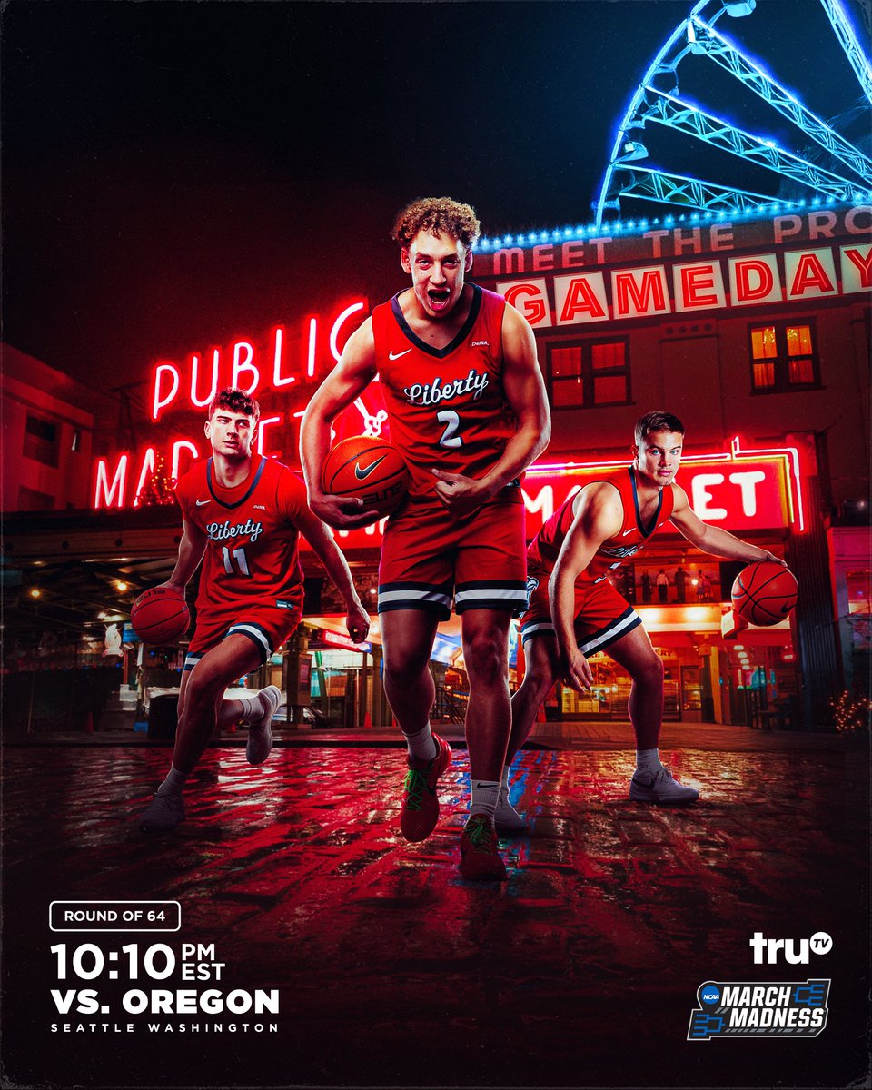 𝐍𝐂𝐀𝐀 𝐓𝐨𝐮𝐫𝐧𝐚𝐦𝐞𝐧𝐭 𝐅𝐢𝐫𝐬𝐭 𝐑𝐨𝐮𝐧𝐝

🆚 Oregon
🏟️ Climate Pledge Arena
🕙 10:10 PM ET
📺 <a href="/truTV/">truTV</a> 
📊 bit.ly/4inErWb
📻 bit.ly/4l1rR0H
🎟️ LibertyFlames.com/MarchMadness

#MarchMadness2025