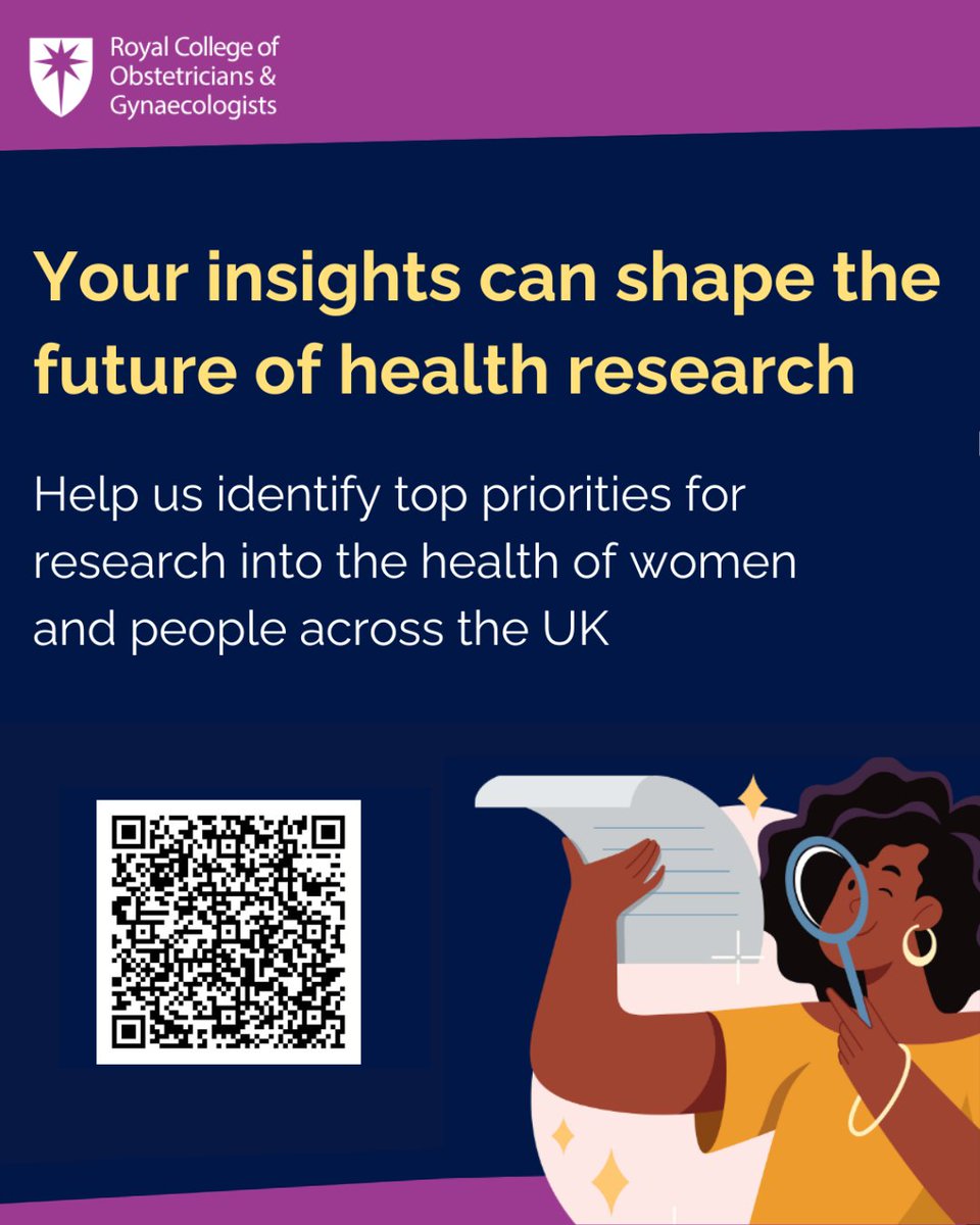 It's your last chance to fill in an important survey to help shape the future of Women’s Health Research in the UK, made by the Royal College of Obstetricians and Gynaecologists.

It closes on Sunday 23rd March 2025 r1.dotdigital-pages.com/p/15N0-1ID9/wh…