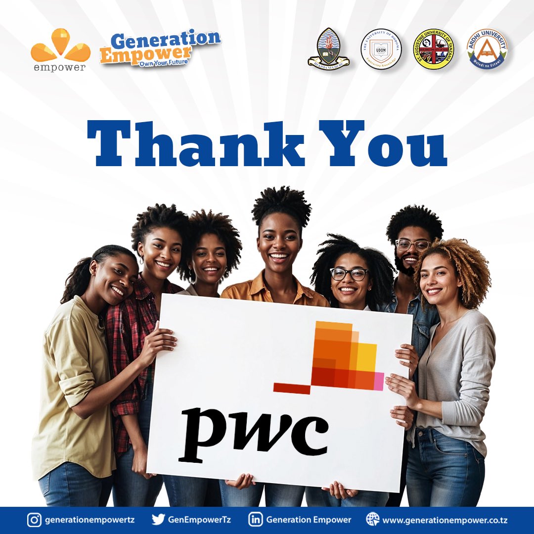 GenEmpowerTz's tweet photo. A BIG thank you to @pwc_tz for your charitable donation to Generation Empower 🧡

Your support helps us do what matters most — unlock potential, shift mindsets, and prepare young Tanzanians to lead with courage and purpose 🇹🇿

#GenEm
#OwnYourFuture https://t.co/DHvlU78xHp